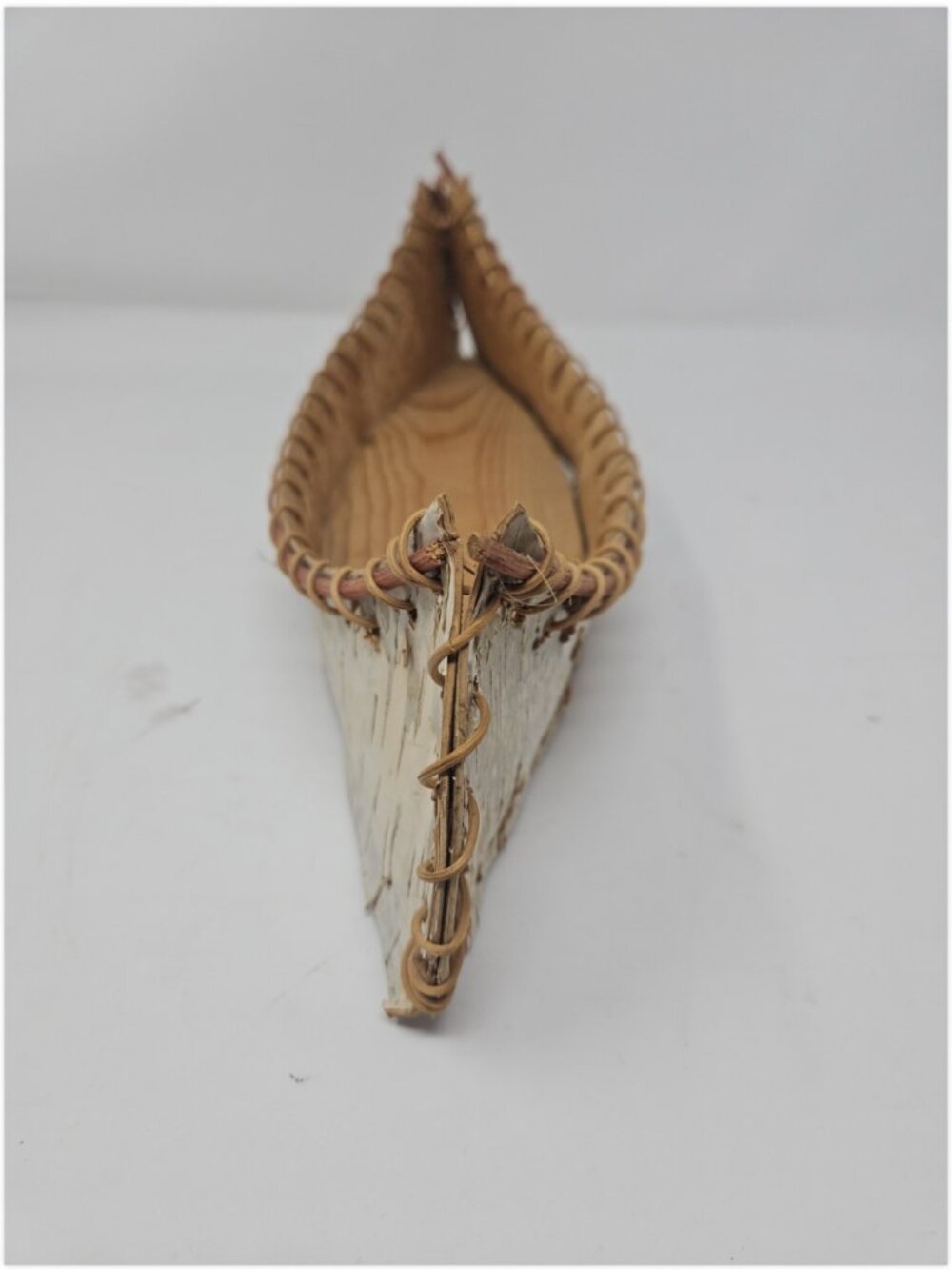 Vintage Native American Indian Birch Bark Canoe Model 14" Hand Crafted Display